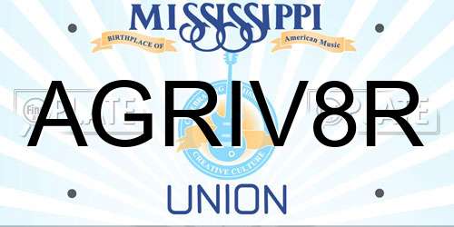 AGRIV8R Mississippi License Plate
