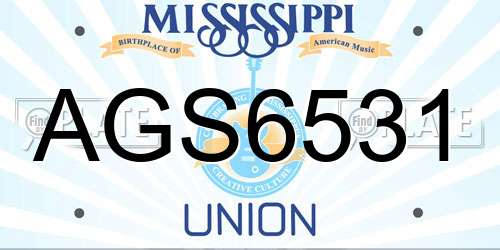 AGS6531 Mississippi License Plate