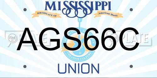 AGS66C Mississippi License Plate