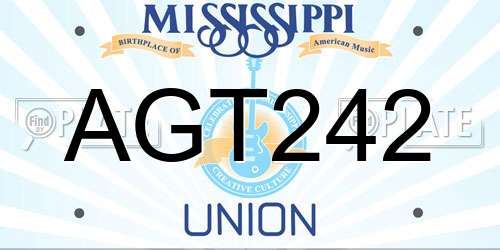 AGT242 Mississippi License Plate