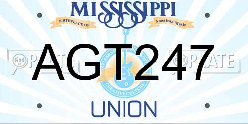 AGT247 Mississippi License Plate