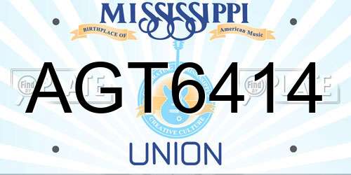 AGT6414 Mississippi License Plate