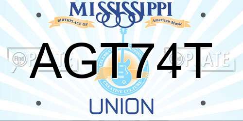 AGT74T Mississippi License Plate