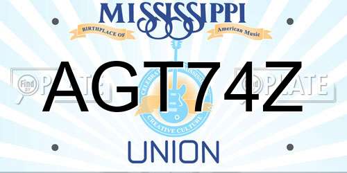 AGT74Z Mississippi License Plate