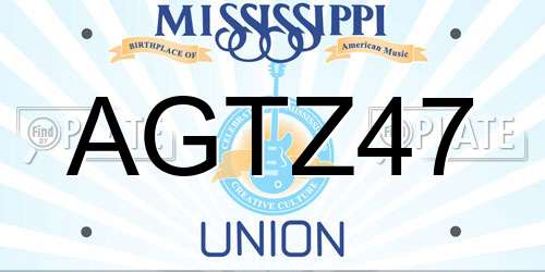 AGTZ47 Mississippi License Plate