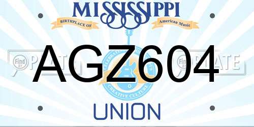 AGZ604 Mississippi License Plate