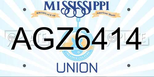 AGZ6414 Mississippi License Plate