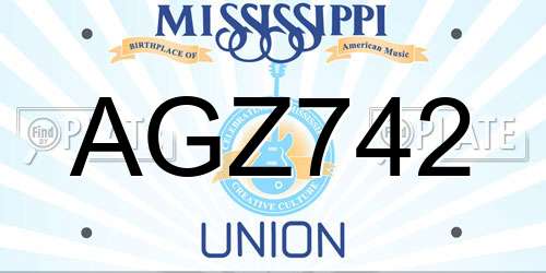 AGZ742 Mississippi License Plate