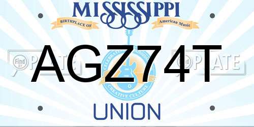 AGZ74T Mississippi License Plate