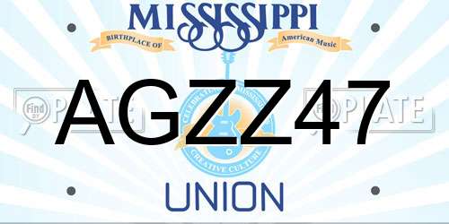 AGZZ47 Mississippi License Plate