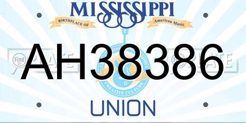 AH38386 Mississippi License Plate