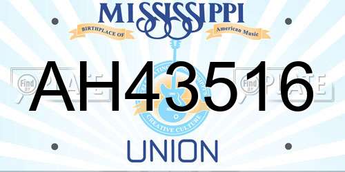 AH43516 Mississippi License Plate