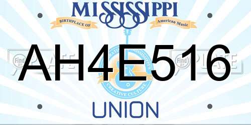 AH4E516 Mississippi License Plate