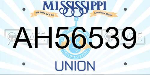 AH56539 Mississippi License Plate