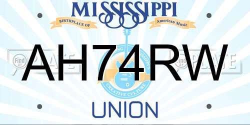 AH74RW Mississippi License Plate