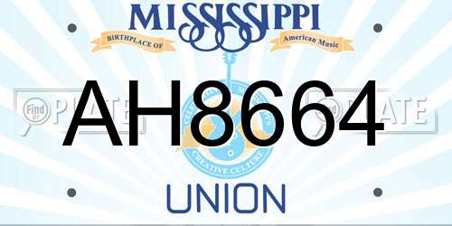 AH8664 Mississippi License Plate