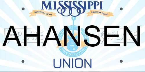 AHANSEN Mississippi License Plate