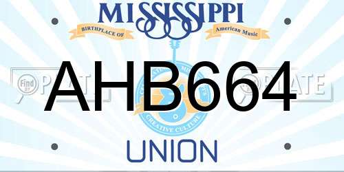 AHB664 Mississippi License Plate