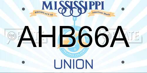 AHB66A Mississippi License Plate