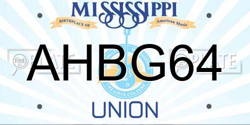 AHBG64 Mississippi License Plate