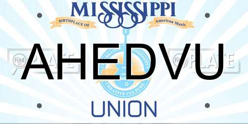 AHEDVU Mississippi License Plate