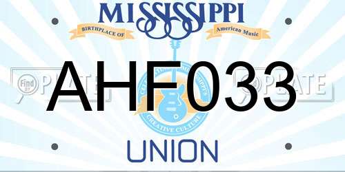 AHF033 Mississippi License Plate