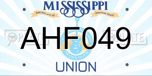 AHF049 Mississippi License Plate