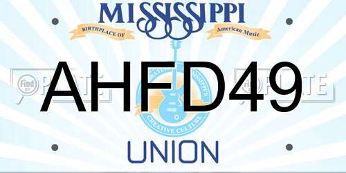 AHFD49 Mississippi License Plate