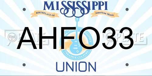 AHFO33 Mississippi License Plate