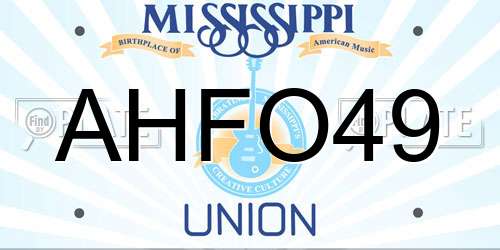 AHFO49 Mississippi License Plate