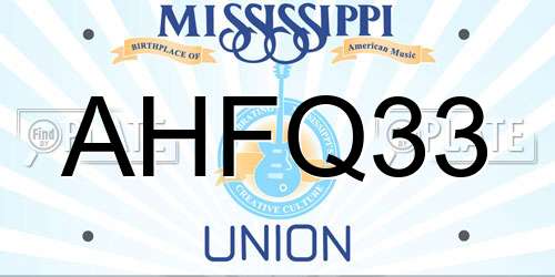 AHFQ33 Mississippi License Plate