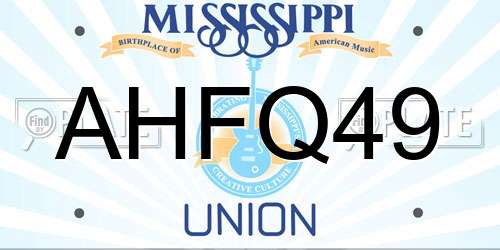 AHFQ49 Mississippi License Plate