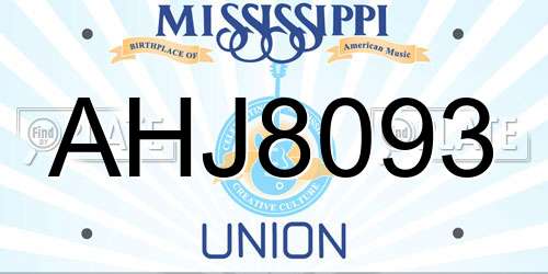 AHJ8093 Mississippi License Plate