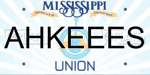 AHKEEES Mississippi License Plate