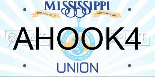 AHOOK4 Mississippi License Plate