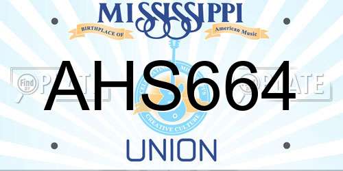 AHS664 Mississippi License Plate