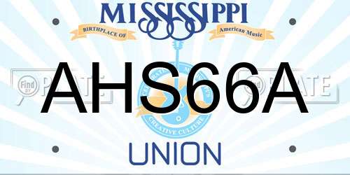 AHS66A Mississippi License Plate