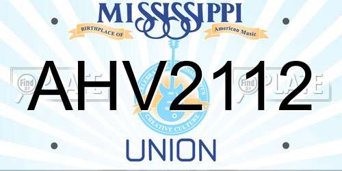AHV2112 Mississippi License Plate
