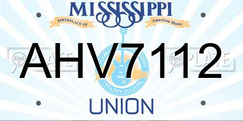 AHV7112 Mississippi License Plate