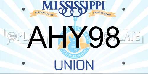 AHY98 Mississippi License Plate
