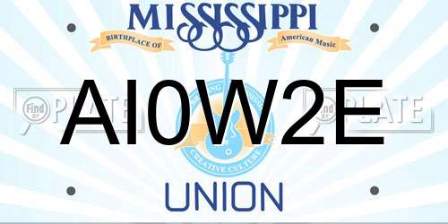 AI0W2E Mississippi License Plate