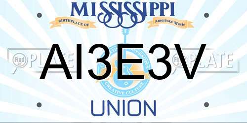 AI3E3V Mississippi License Plate