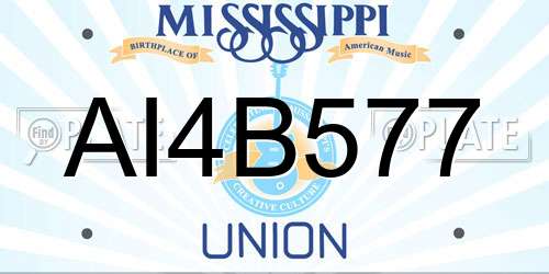 AI4B577 Mississippi License Plate