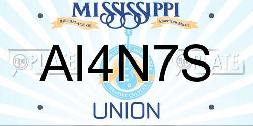 AI4N7S Mississippi License Plate