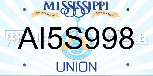AI5S998 Mississippi License Plate