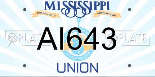 AI643 Mississippi License Plate