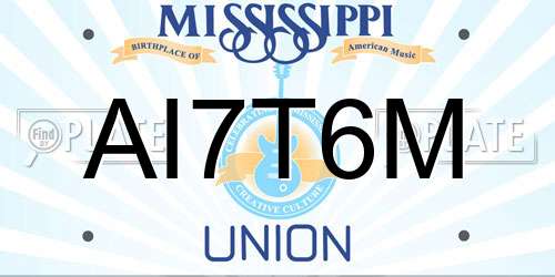 AI7T6M Mississippi License Plate