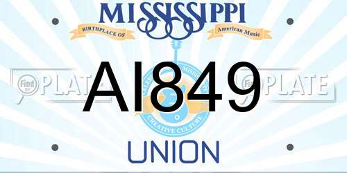 AI849 Mississippi License Plate