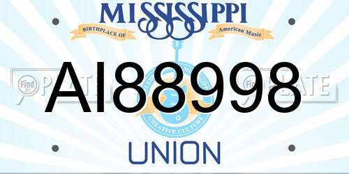AI88998 Mississippi License Plate