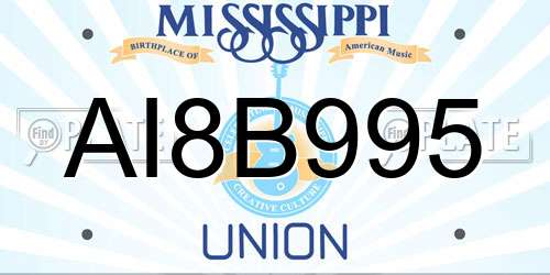 AI8B995 Mississippi License Plate